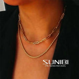 Layered Twist Chain Necklaces for Women 316L Stainless Steel Jewelry