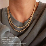 Layered Twist Chain Necklaces for Women 316L Stainless Steel Jewelry