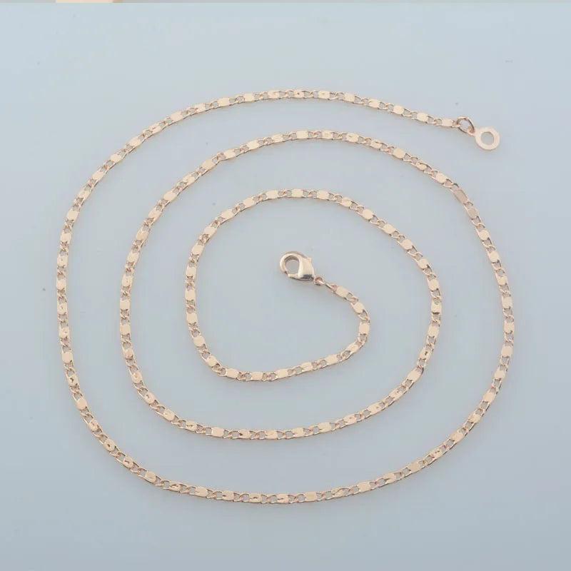 585 Rose Thin Link Chain Necklace 1mm 2mm Wide