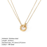 eManco Stainless Steel Two Circle Pendant Necklace