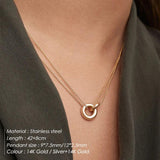 eManco Stainless Steel Two Circle Pendant Necklace