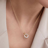 eManco Stainless Steel Two Circle Pendant Necklace