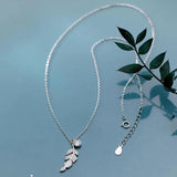 Silver Tree Leaf Pendant Necklace Cubic Zircon Clavicle Chain Necklace