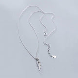 Silver Tree Leaf Pendant Necklace Cubic Zircon Clavicle Chain Necklace