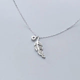Silver Tree Leaf Pendant Necklace Cubic Zircon Clavicle Chain Necklace