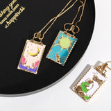 Vintage Tarot Card Necklace Retro Style Geometric Design