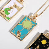 Vintage Tarot Card Necklace Retro Style Geometric Design