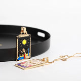 Vintage Tarot Card Necklace Retro Style Geometric Design