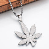 Maple Leaf Necklace Titanium Steel Hemp Leaf Pendant Charm Chain Gift