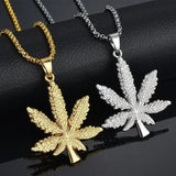 Maple Leaf Necklace Titanium Steel Hemp Leaf Pendant Charm Chain Gift
