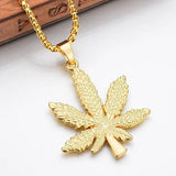 Maple Leaf Necklace Titanium Steel Hemp Leaf Pendant Charm Chain Gift