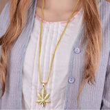 Maple Leaf Necklace Titanium Steel Hemp Leaf Pendant Charm Chain Gift