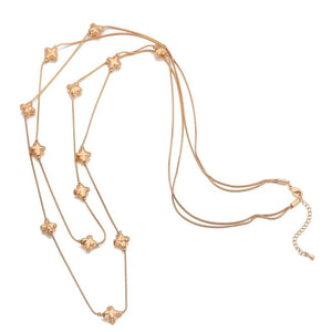 Crucifix Stars Necklace Silver Double Layer Long Snake Chains
