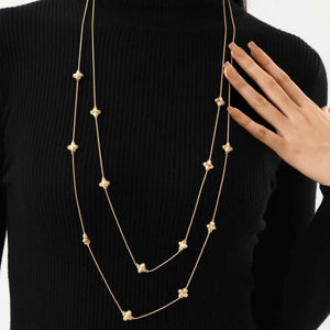 Crucifix Stars Necklace Silver Double Layer Long Snake Chains
