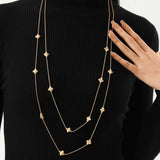 Crucifix Stars Necklace Silver Double Layer Long Snake Chains