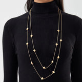Crucifix Stars Necklace Silver Double Layer Long Snake Chains