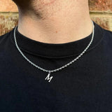 A-Z Initial Letter Pendant Necklace Men Cuban Rope Chain