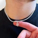 A-Z Initial Letter Pendant Necklace Men Cuban Rope Chain