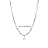 A-Z Initial Letter Pendant Necklace Men Cuban Rope Chain