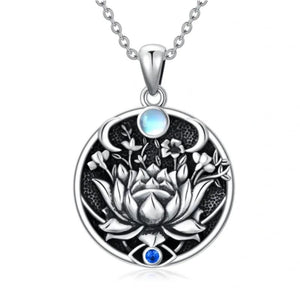Bohemian Lotus Opal Necklace Stainless Steel Jewelry