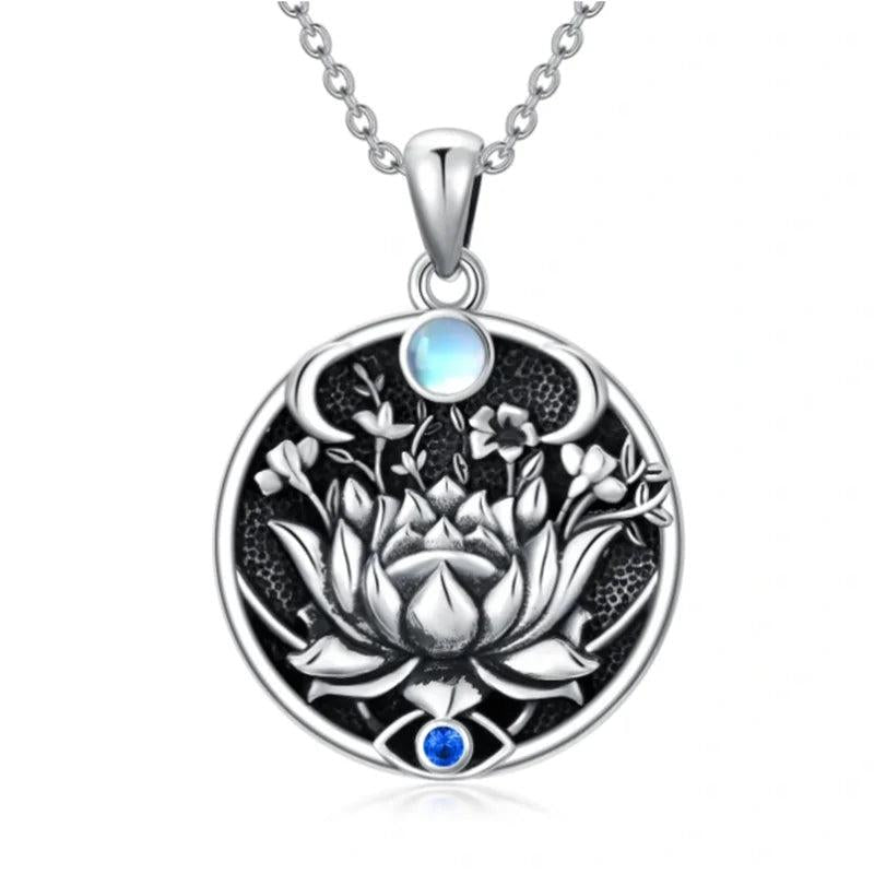Bohemian Lotus Opal Necklace Stainless Steel Jewelry