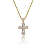 Iced Out Bling Cross Necklace CZ Pink Choker Hip Hop Men Jewelry