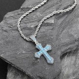 Iced Out Bling Cross Necklace CZ Pink Choker Hip Hop Men Jewelry