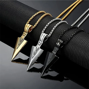 Men Triangle Arrow Necklace Indian Triangle Pendant Hip Hop Necklaces for Men