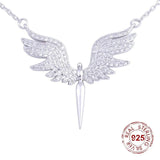 925 Silver CZ Angel Wing Phoenix Necklace with Zircon Chain Jewelry