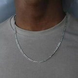 925 Silver 4mm Chain Necklace For Men Women Hip Hop Jewelry Gift