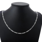 925 Silver 4mm Chain Necklace For Men Women Hip Hop Jewelry Gift