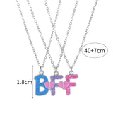3Pack Heart Flower Butterfly Star Glitter Pendant Girls BFF Necklace