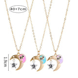 3Pack Heart Flower Butterfly Star Glitter Pendant Girls BFF Necklace