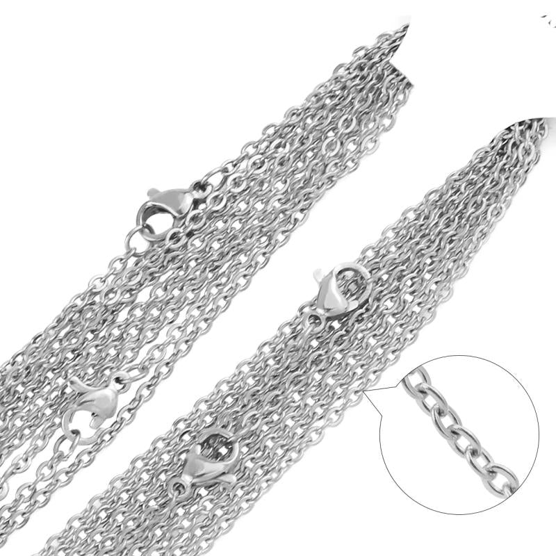 10pcs Stainless Steel Rose Link Cable Chains Necklaces for Woman