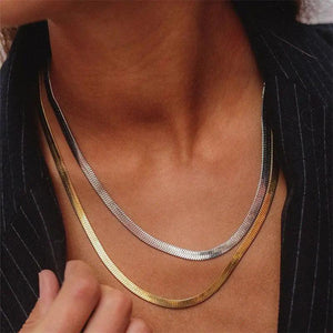 Herringbone Chain Necklace Choker Stainless Steel Minimalist Jewelry