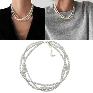 Multilayer Pearl Necklace Women Sweet Collarbone Chain Jewelry