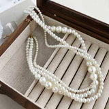 Multilayer Pearl Necklace Women Sweet Collarbone Chain Jewelry