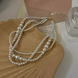 Multilayer Pearl Necklace Women Sweet Collarbone Chain Jewelry