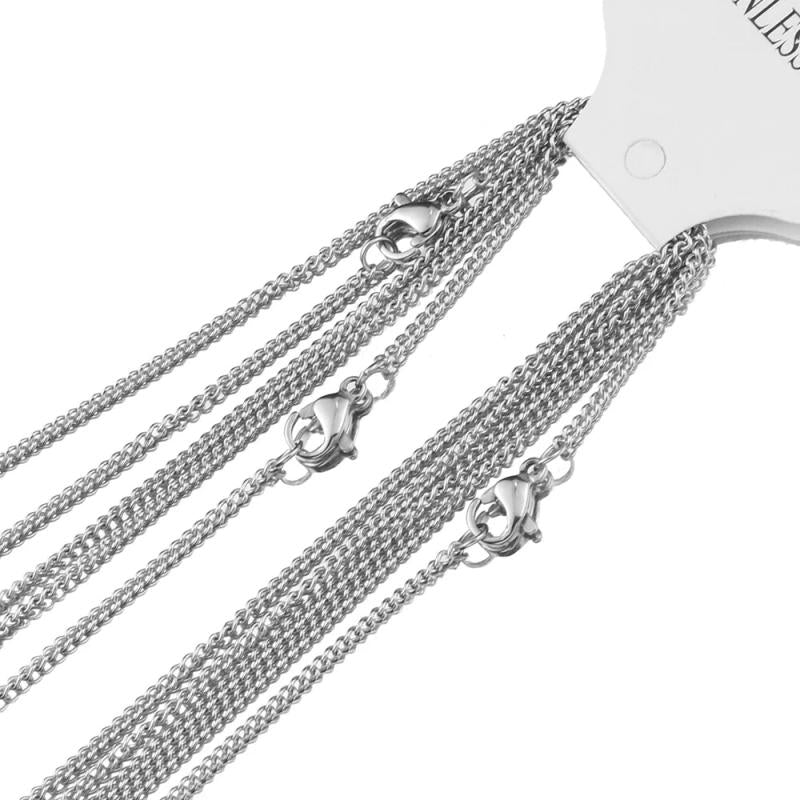 5pcs Stainless Steel Link Chains Necklaces DIY 1/1.5/2mm