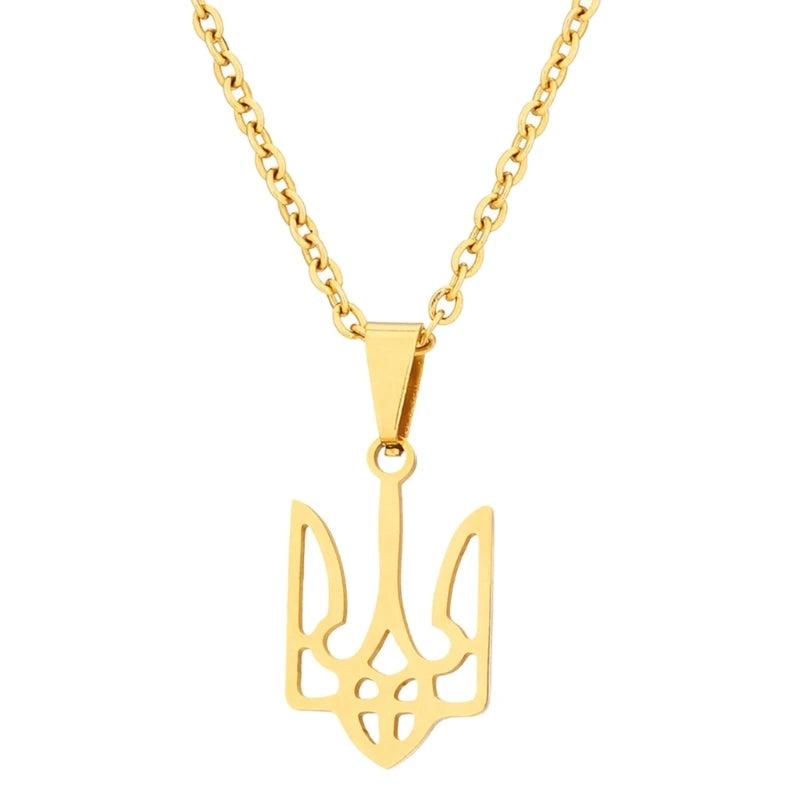 Ukraine Emblem Necklace Stainless Steel Pendant Chain Choker Jewelry