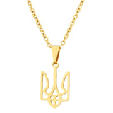 Ukraine Emblem Necklace Stainless Steel Pendant Chain Choker Jewelry