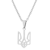 Ukraine Emblem Necklace Stainless Steel Pendant Chain Choker Jewelry