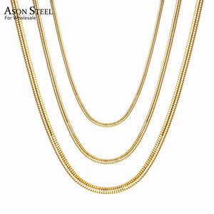 Round Cuban Link Snake Chain Necklace Choker Stainless Steel 1mm/2mm/3mm Width