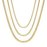 Round Cuban Link Snake Chain Necklace Choker Stainless Steel 1mm/2mm/3mm Width