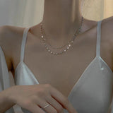 Silver Double Layer Cross Star Necklace Female Clavicle Chain