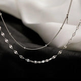 Silver Double Layer Cross Star Necklace Female Clavicle Chain