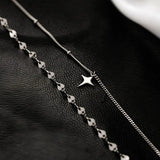 Silver Double Layer Cross Star Necklace Female Clavicle Chain