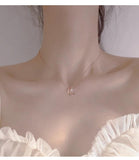 Moon Star Sterling Silver Necklace Sparkling Clavicle Chain Woman Wedding Jewelr