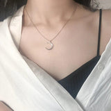 Silver Moon Pendant Necklace for Women Daily Gift S-N542