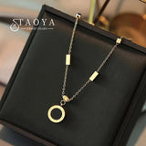 Classic Roman Pendant Stainless Steel Necklace for Women